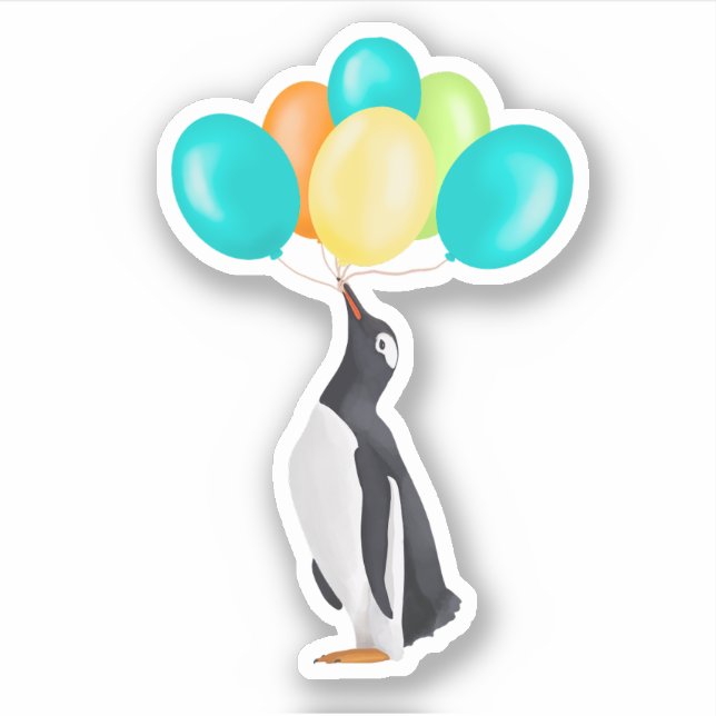 Penguin With Colourful Balloons (Front)