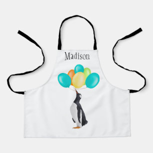 Penguin With Colourful Balloons Apron