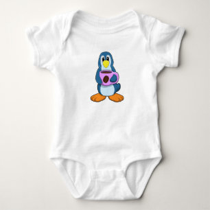 Penguin with Cup of Coffee Baby Bodysuit