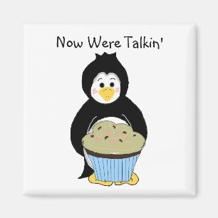 Penguin with Cupcake Magnet