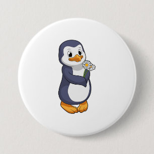 Penguin with Daisy 7.5 Cm Round Badge