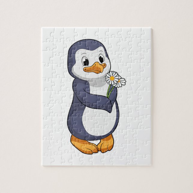 Penguin with Daisy Jigsaw Puzzle (Vertical)