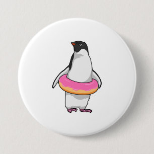 Penguin with Doughnut 7.5 Cm Round Badge