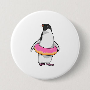 Penguin with Doughnut 7.5 Cm Round Badge