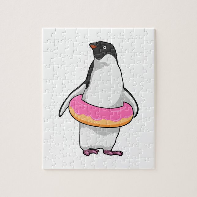 Penguin with Doughnut Jigsaw Puzzle (Vertical)
