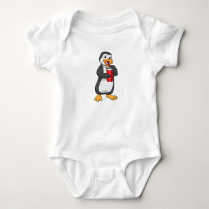 Penguin with Drinking cup with Straw Baby Bodysuit