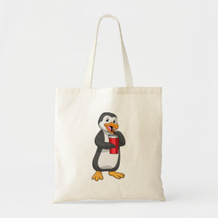 Penguin with Drinking cup with Straw Tote Bag