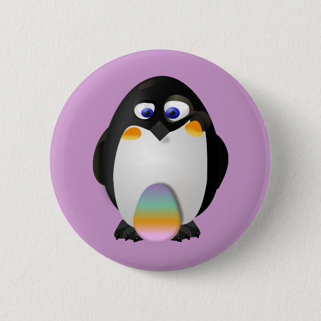 Penguin with Easter Egg 6 Cm Round Badge (Front)