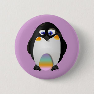 Penguin with Easter Egg 6 Cm Round Badge
