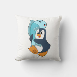 Penguin with Fish Cushion