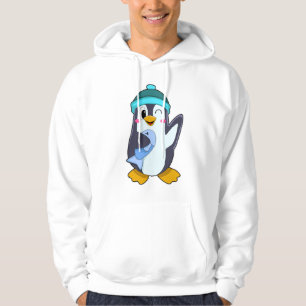 Penguin with Fish & Hat Hoodie