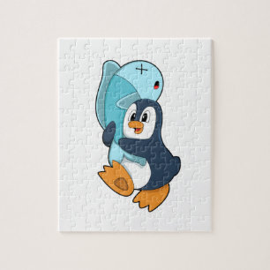 Penguin with Fish Jigsaw Puzzle
