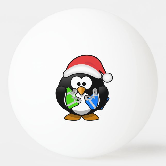 Penguin with Gifts Ping Pong Ball (Front)