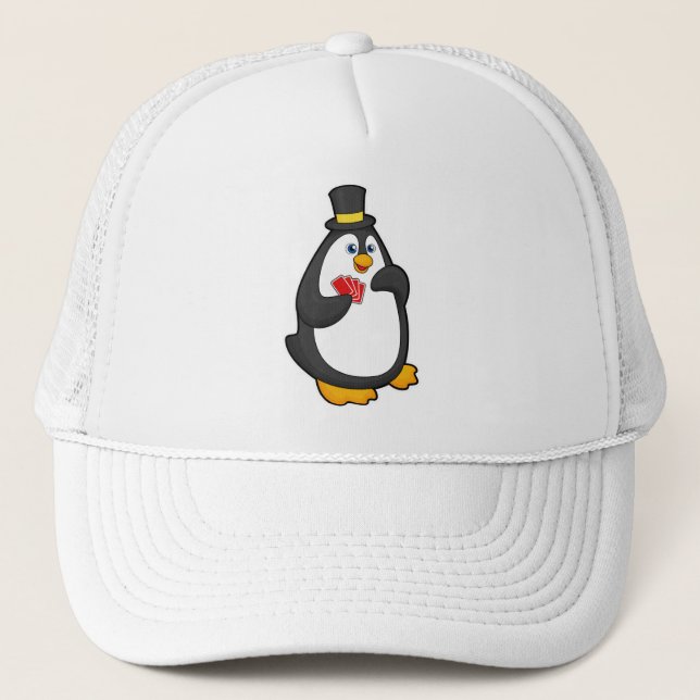 Penguin with Hat at Poker with Poker cards (Front)
