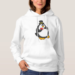 Penguin with Hat at Poker with Poker cards Hoodie