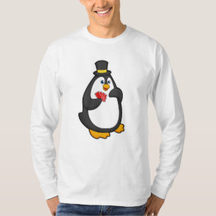 Penguin with Hat at Poker with Poker cards T-Shirt