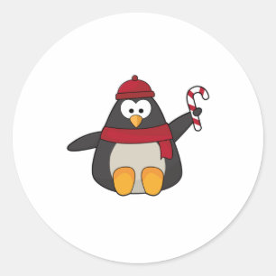 Penguin with Hat & Scarf Classic Round Sticker