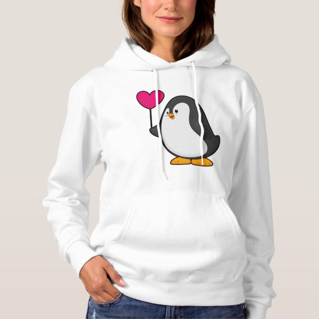 Penguin with Heart Balloon Hoodie (Front)