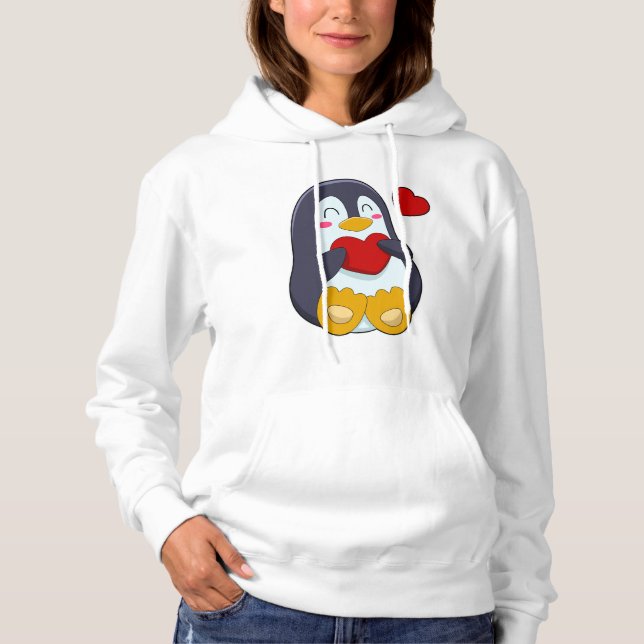 Penguin with Heart Hoodie (Front)