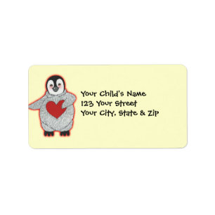 Penguin with Heart Label