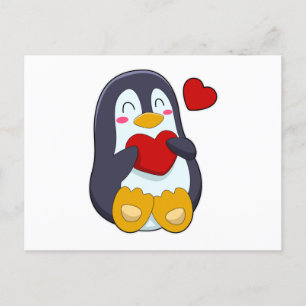 Penguin with Heart Postcard