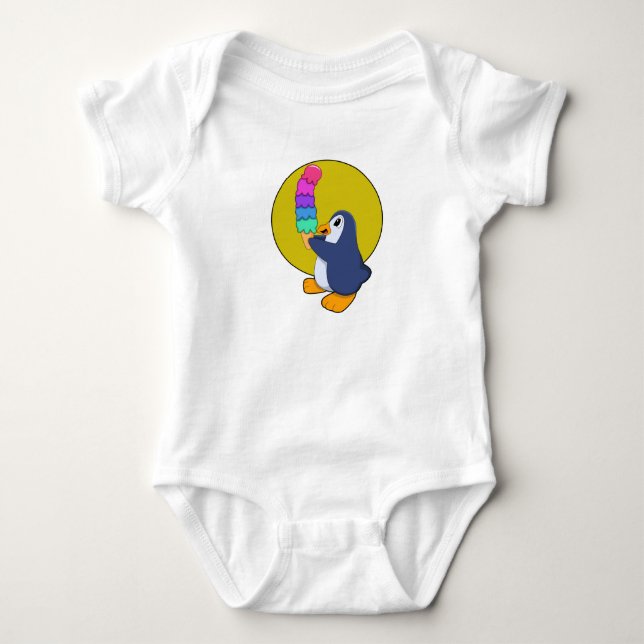 Penguin with Ice cream Baby Bodysuit (Front)