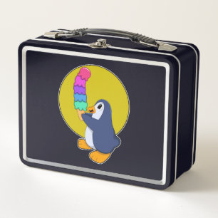 Penguin with Ice cream Metal Lunch Box