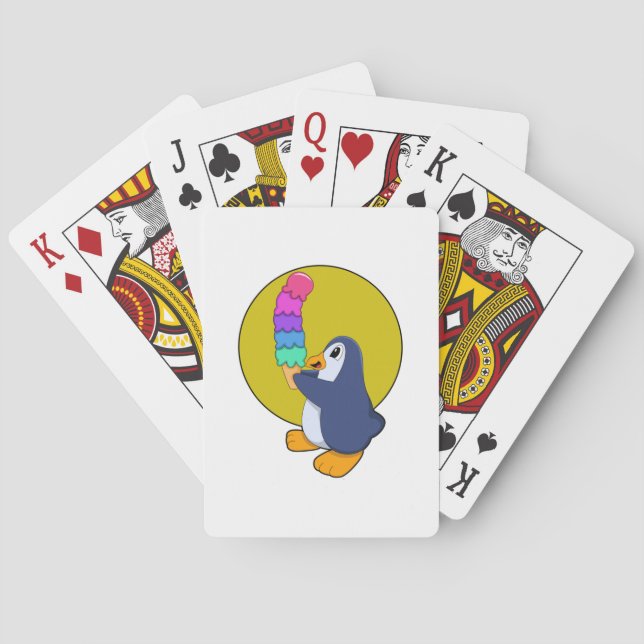 Penguin with Ice cream Playing Cards (Back)