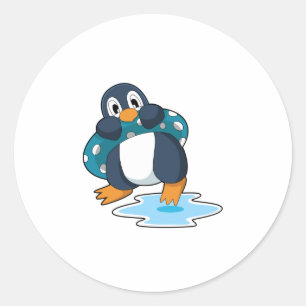 Penguin with Lifebuoy Classic Round Sticker