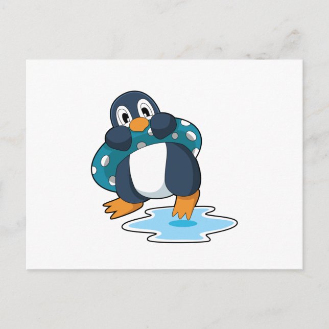 Penguin with Lifebuoy Postcard (Front)