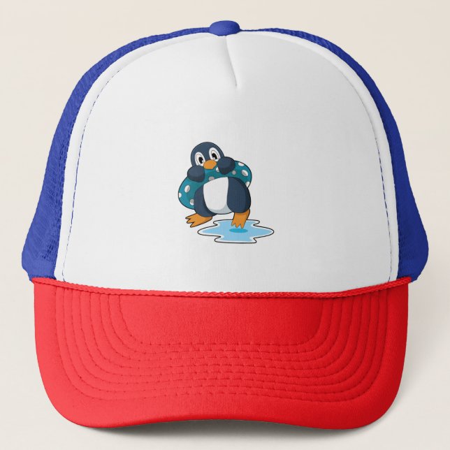 Penguin with Lifebuoy Trucker Hat (Front)