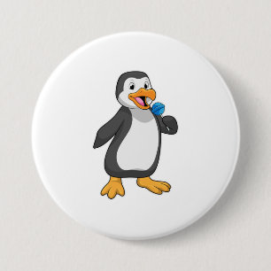 Penguin with Lollipop Sweets 7.5 Cm Round Badge