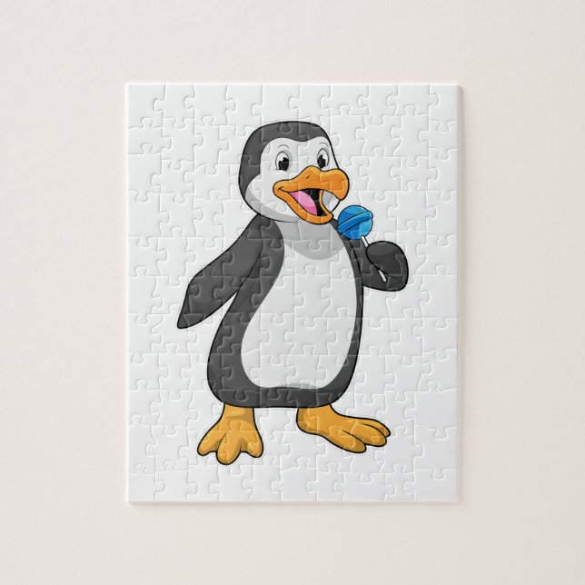 Penguin with Lollipop Sweets Jigsaw Puzzle (Vertical)