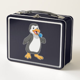Penguin with Lollipop Sweets Metal Lunch Box