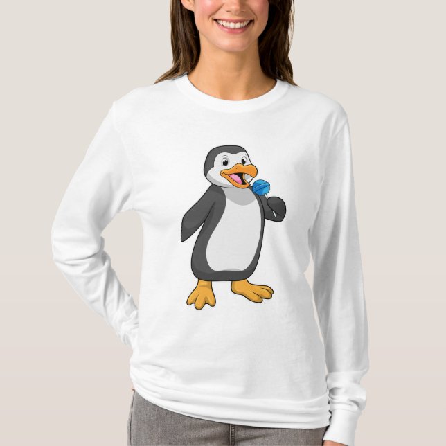 Penguin with Lollipop Sweets T-Shirt (Front)