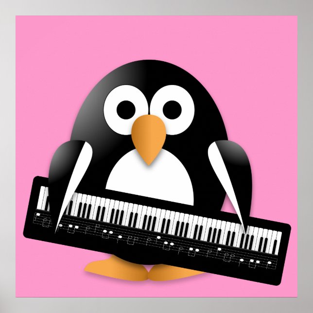 Penguin with piano poster (Front)