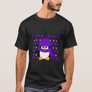Penguin With Purple Hat And Scarf Ugly Christmas S T-Shirt