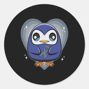 Penguin With Ribbon World Dyslexia Awareness Classic Round Sticker