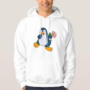 Penguin with rosa Flower Hoodie