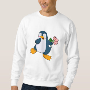Penguin with rosa Flower Sweatshirt