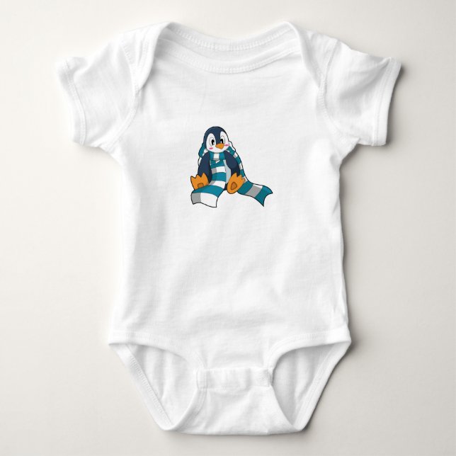 Penguin with Scarf Baby Bodysuit (Front)