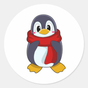 Penguin with Scarf Classic Round Sticker