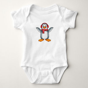 Penguin with Scarf & Headphone Baby Bodysuit