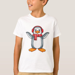 Penguin with Scarf & Headphone T-Shirt