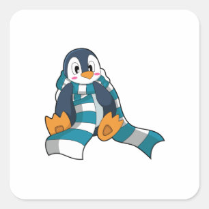 Penguin with Scarf Square Sticker