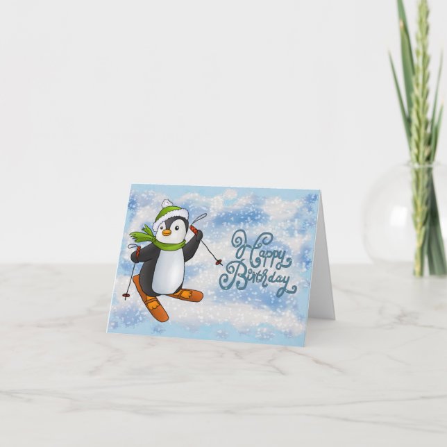 penguin with ski card (Front)