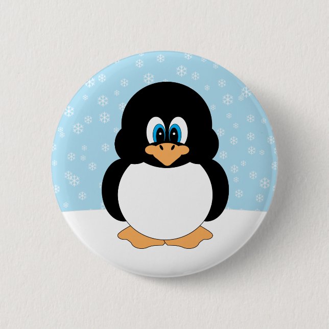 Penguin with Snowflakes Button (Front)