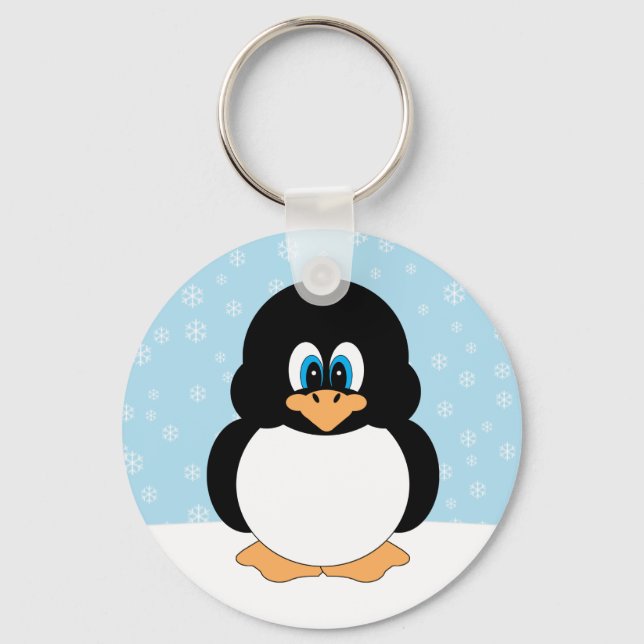 Penguin with Snowflakes Keychain (Front)