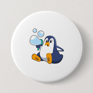 Penguin with Soap bubbles.PNG 7.5 Cm Round Badge