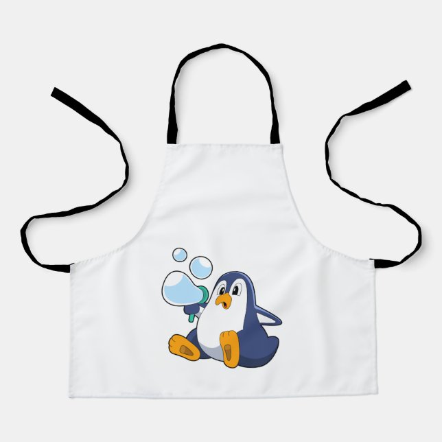 Penguin with Soap bubbles.PNG Apron (Front)